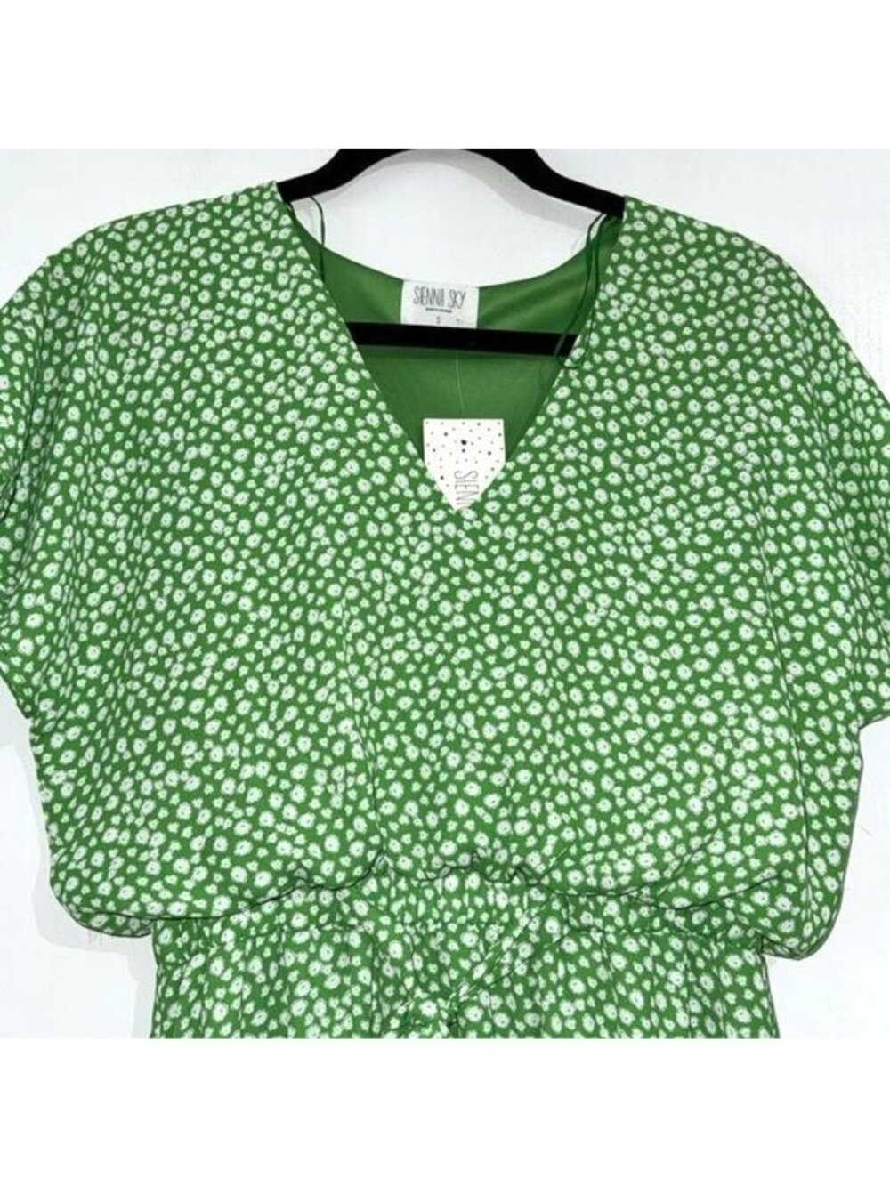 Sienna Sky Green Floral V-Neck Maxi Dress S Polyester Spandex - Picture 2 of 10
